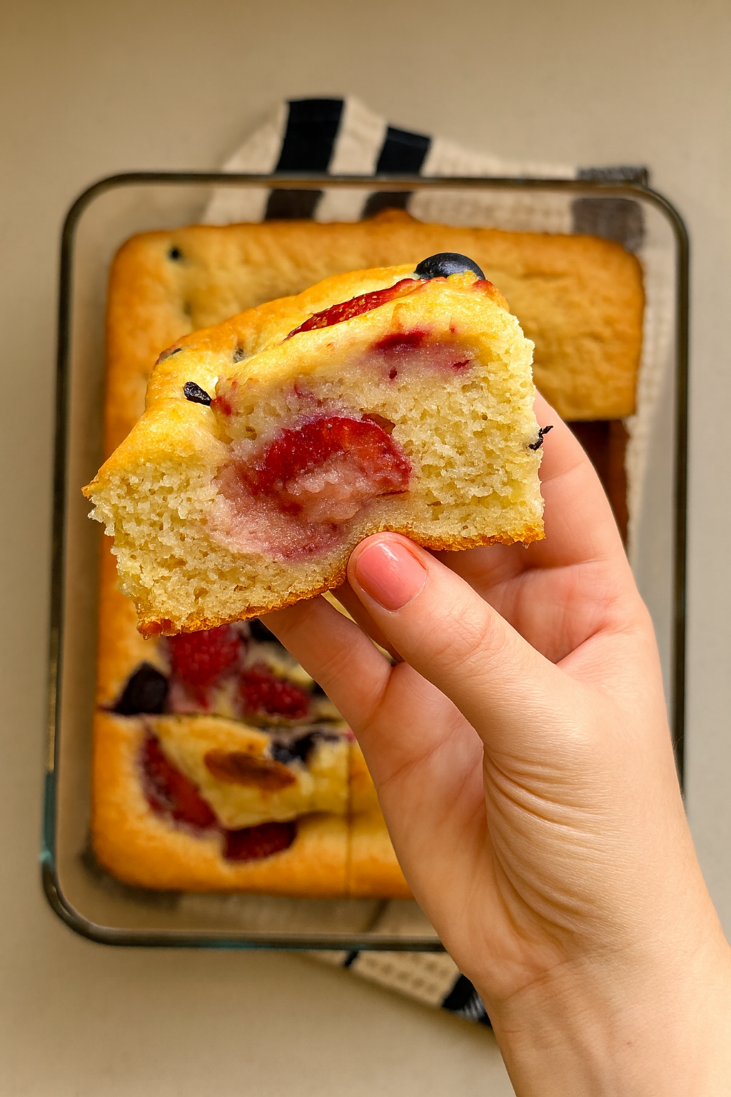 Blender Pancake Bake with Berries
