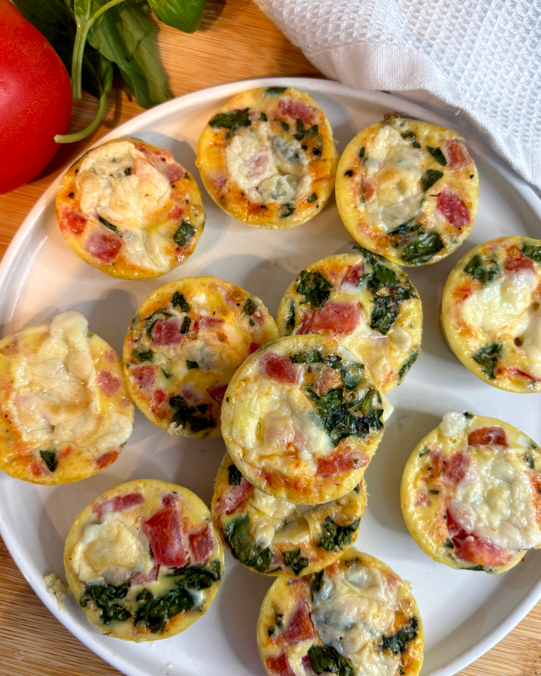 Mini Tomato Basil Frittatas for breakfast